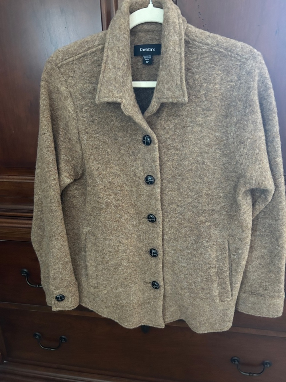 Karen Kane Shacket in  Tan/Brown Button-Front
